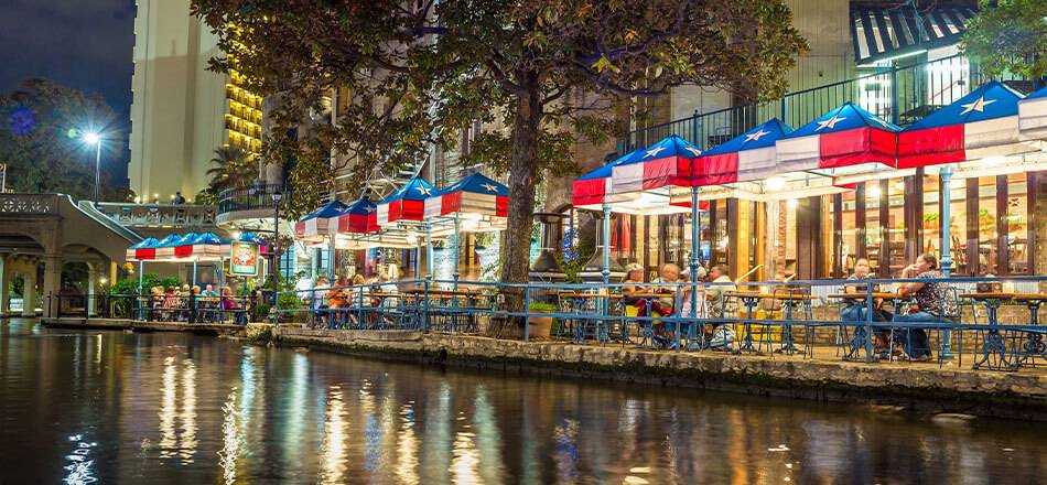 San Antonio riverwalk at night