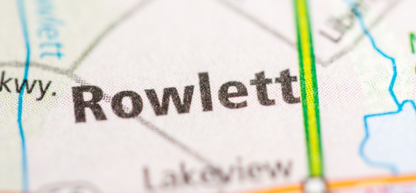 Map showing Rowlett TX location