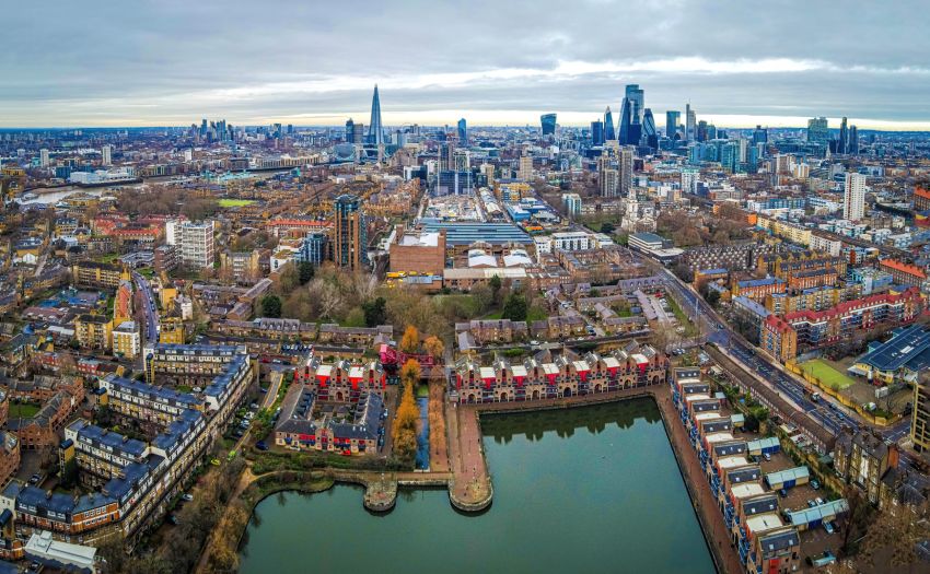 Aerial view of Shadwell basin bridge