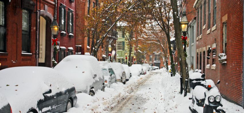 Stock image of a snowing winter at Boston, Massachusetts, USA