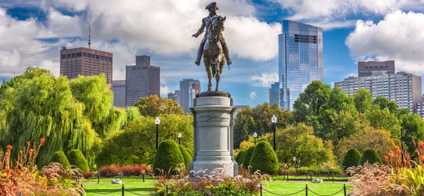 George Washington Monument at Public Garden in Boston, Massachusetts.