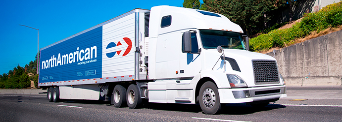 Moving truck on the road from Texas to Massachusetts