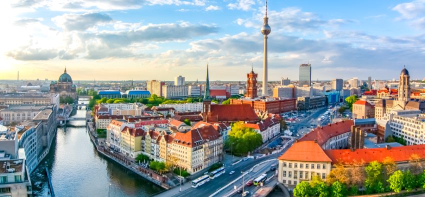 Berlin cityscape with Berlin cathedral and Television tower, Germany