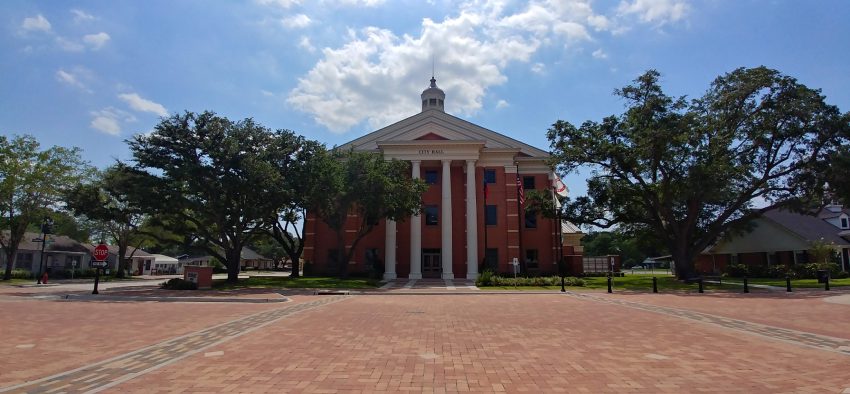 July 2019: Katy, Texas. Square in front of the town hall