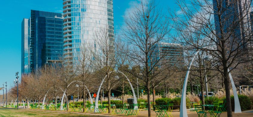 View from Klyde Warren Park, Downtown Dallas, Texas