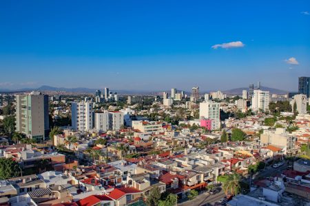 Panoramic afternoon view of the city of Guadalajara, in the state of Jalisco, Mexico. Capital for the Tequila.