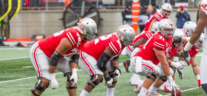 Players on the field - NCAA Division 1 Football University of Maryland Terrapins Vs. Ohio State Buckeyes on November 11th 2019 at the Ohio State Stadium in Columbus, Ohio USA