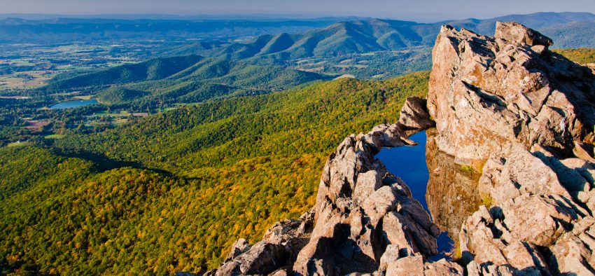 View of the Shenandoah Valley and Blue Ridge Mountains from Little Stony Man Cliffs, Shenandoah National Park, Virginia