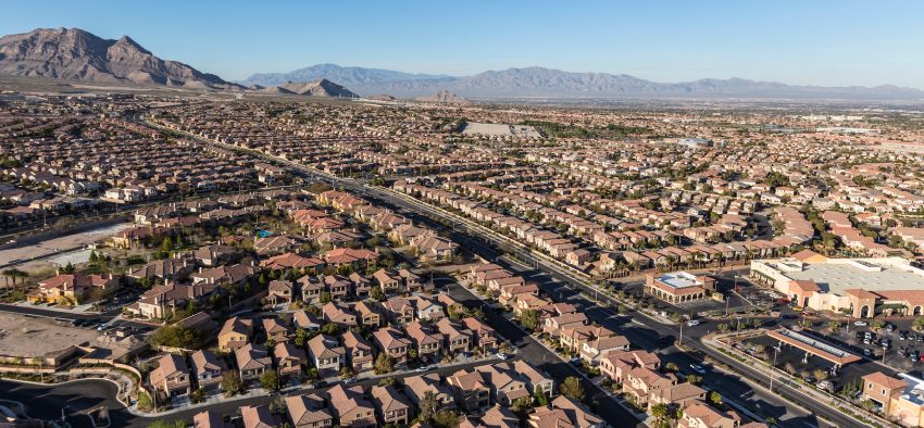 Aerial view of Summerlin neighborhood in Las Vegas, Nevada.